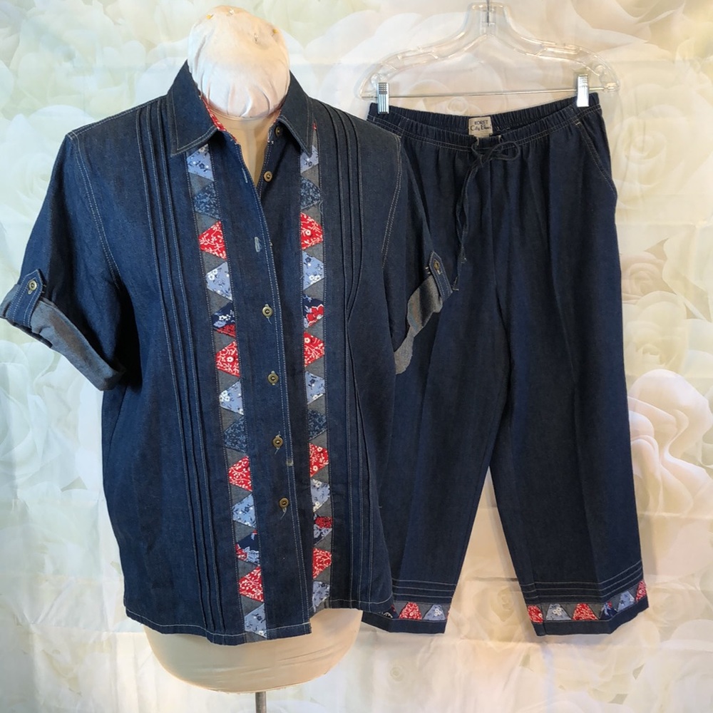Koret City Blues 2-piece denim top/Capri pant